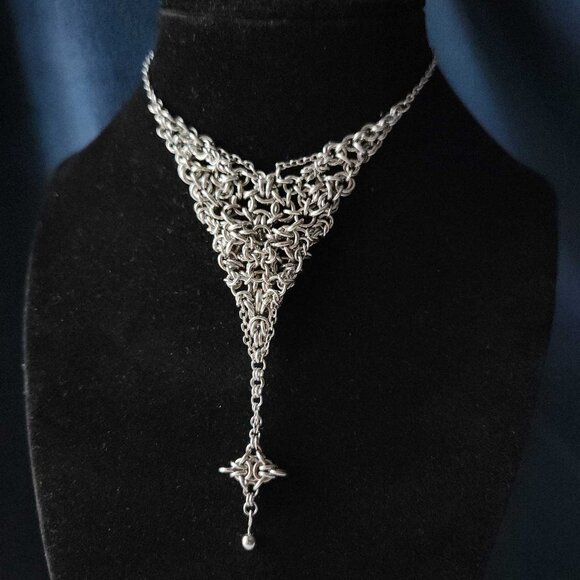 Vintage starlight silver rosary necklace ✦ unique handmade chainmail necklace ✦ - Picture 2 of 9